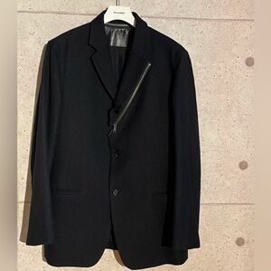 YOHJI YAMAMOTO POUR HOMME ZIP DESIGN WOOL SERGE 3BTN BLAZER JACKET